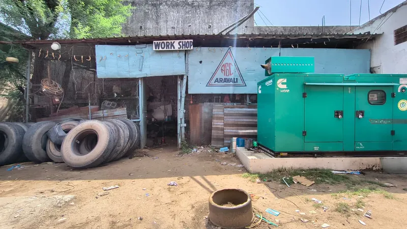 Aravali workshop with tyres and generator at Bhankrota