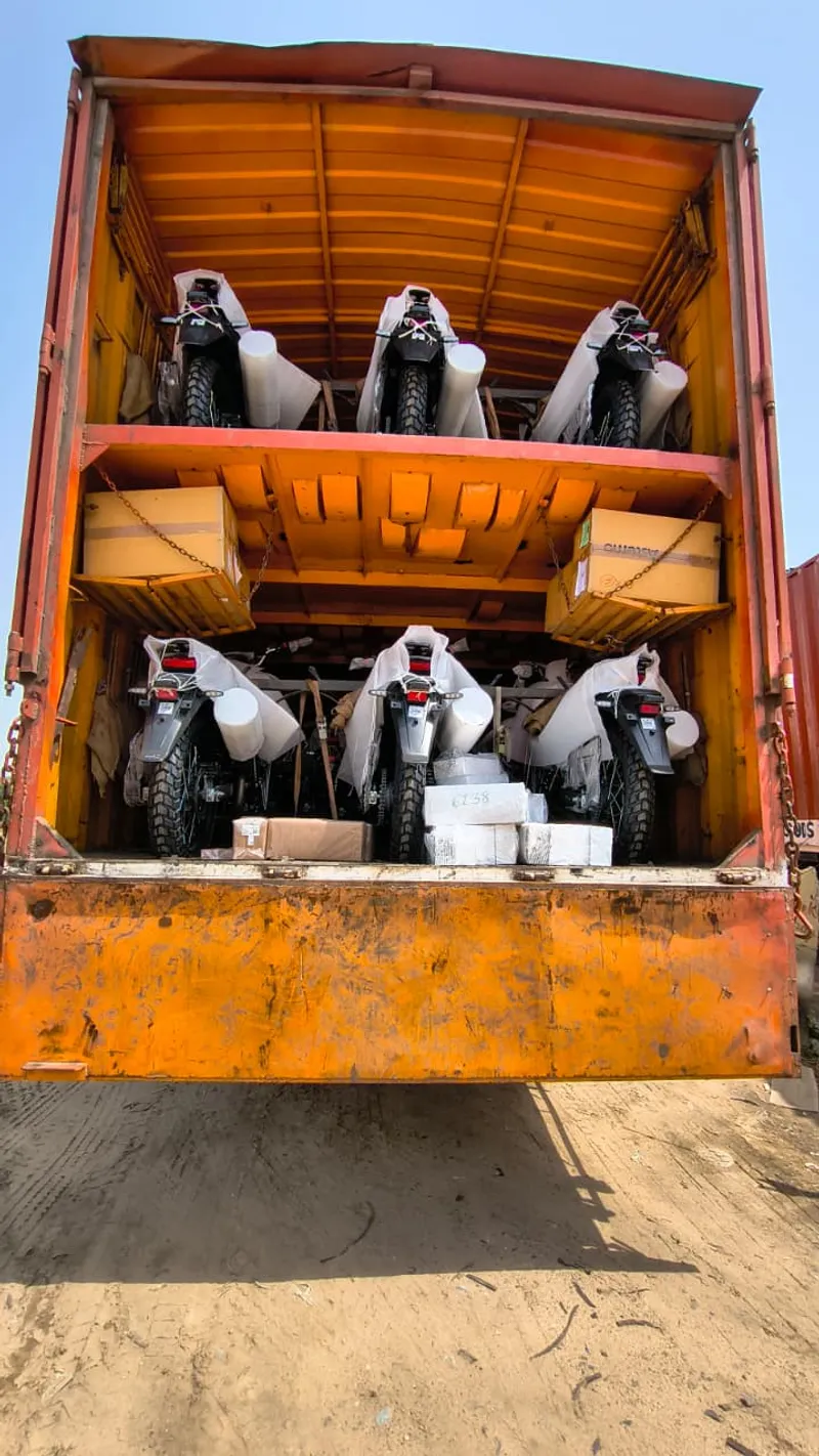 Motorcycles loaded double deck in Aravali truck