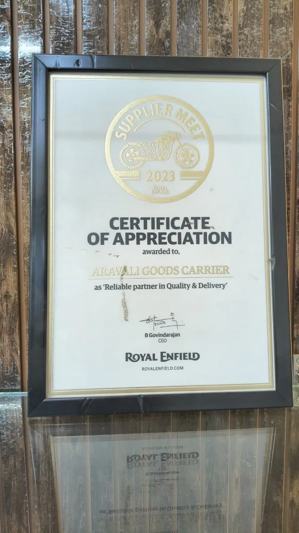 Certificate of Appreciation